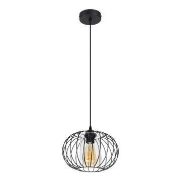 Luster na lanku CORRINI 1xE27/60W/230V pr. 25 cm čierna/číra