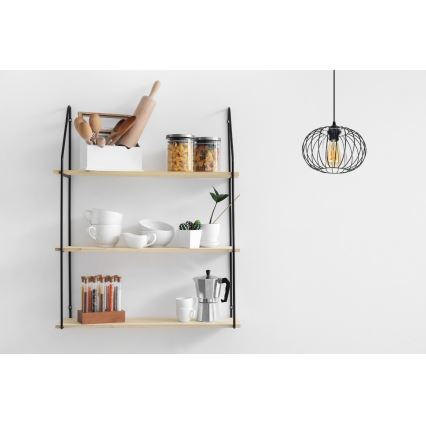 Luster na lanku CORRINI 1xE27/60W/230V pr. 25 cm čierna/číra