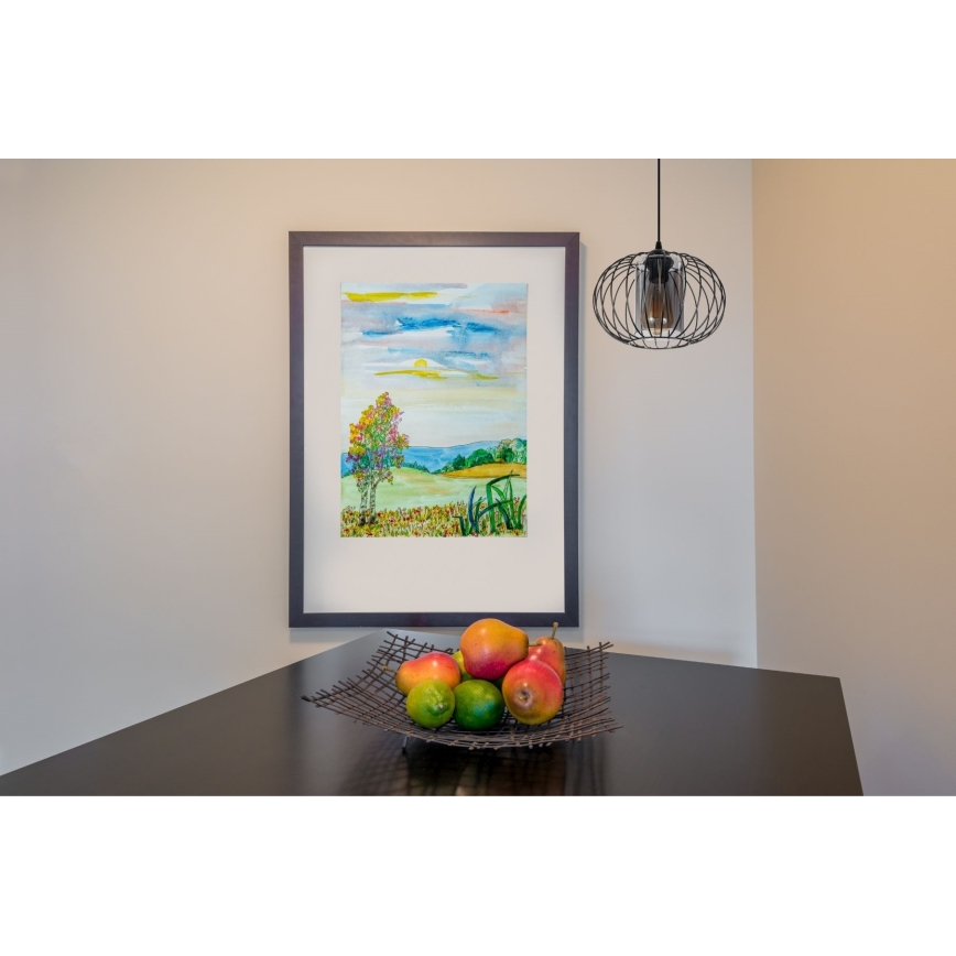 Luster na lanku CORRINI 1xE27/60W/230V pr. 25 cm čierna/šedá
