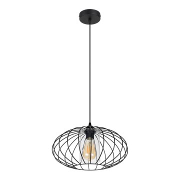 Luster na lanku CORRINI 1xE27/60W/230V pr. 34 cm čierna/číra