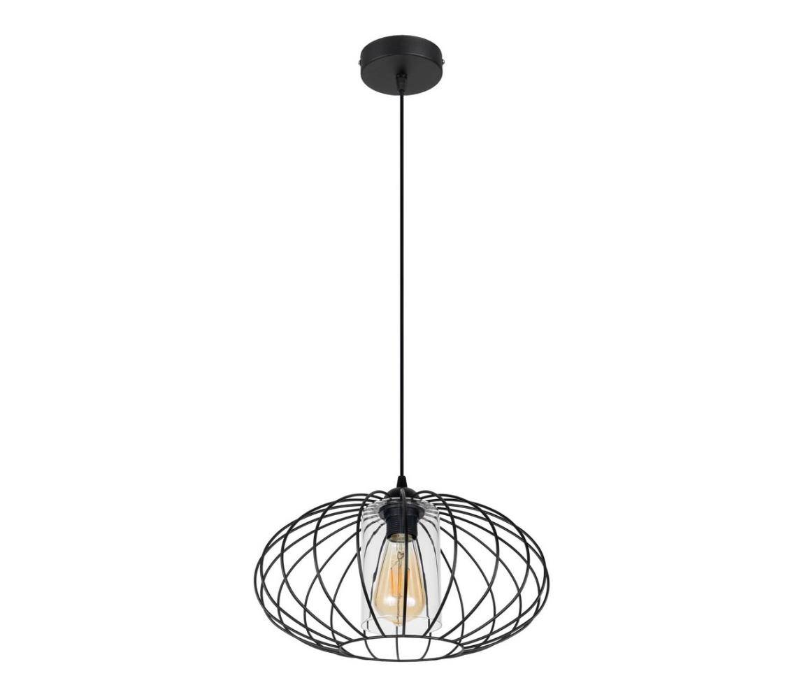 HEXE Luster na lanku CORRINI 1xE27/60W/230V pr. 34 cm čierna/číra