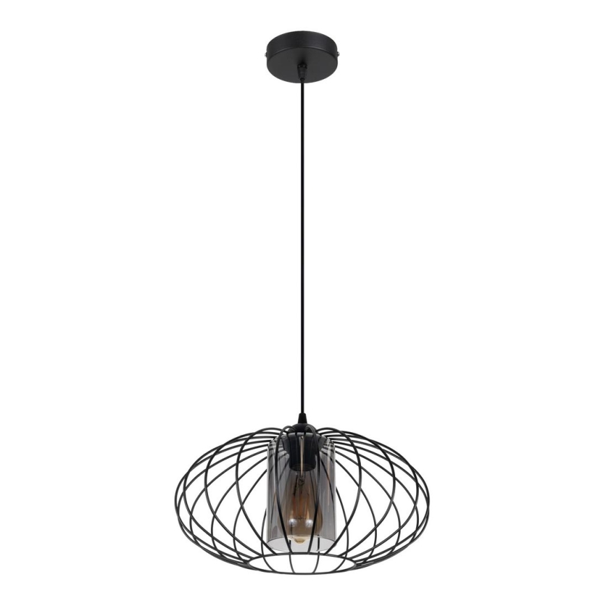 Luster na lanku CORRINI 1xE27/60W/230V pr. 34 cm čierna/šedá