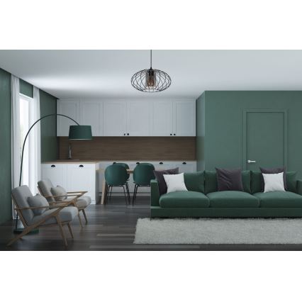Luster na lanku CORRINI 1xE27/60W/230V pr. 34 cm čierna/šedá