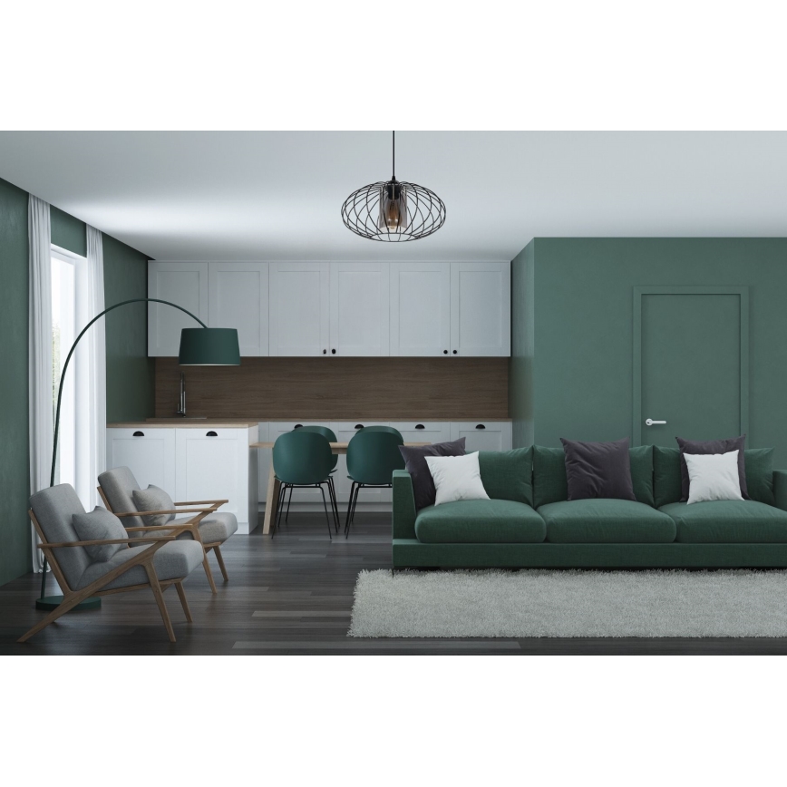 Luster na lanku CORRINI 1xE27/60W/230V pr. 34 cm čierna/šedá