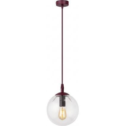 Luster na lanku COSMO 1xE14/10W/230V pr. 14 cm červená/číra