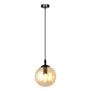 Luster na lanku COSMO 1xE14/10W/230V pr. 14 cm čierna/béžová