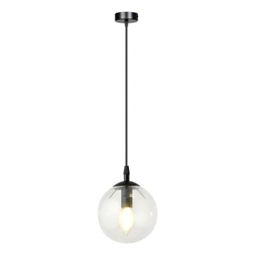 Luster na lanku COSMO 1xE14/10W/230V pr. 14 cm čierna/číra