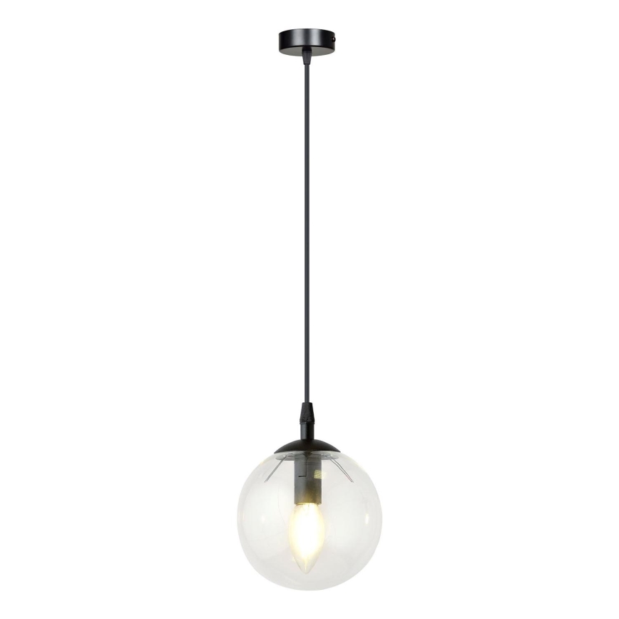 Luster na lanku COSMO 1xE14/10W/230V pr. 14 cm čierna/číra
