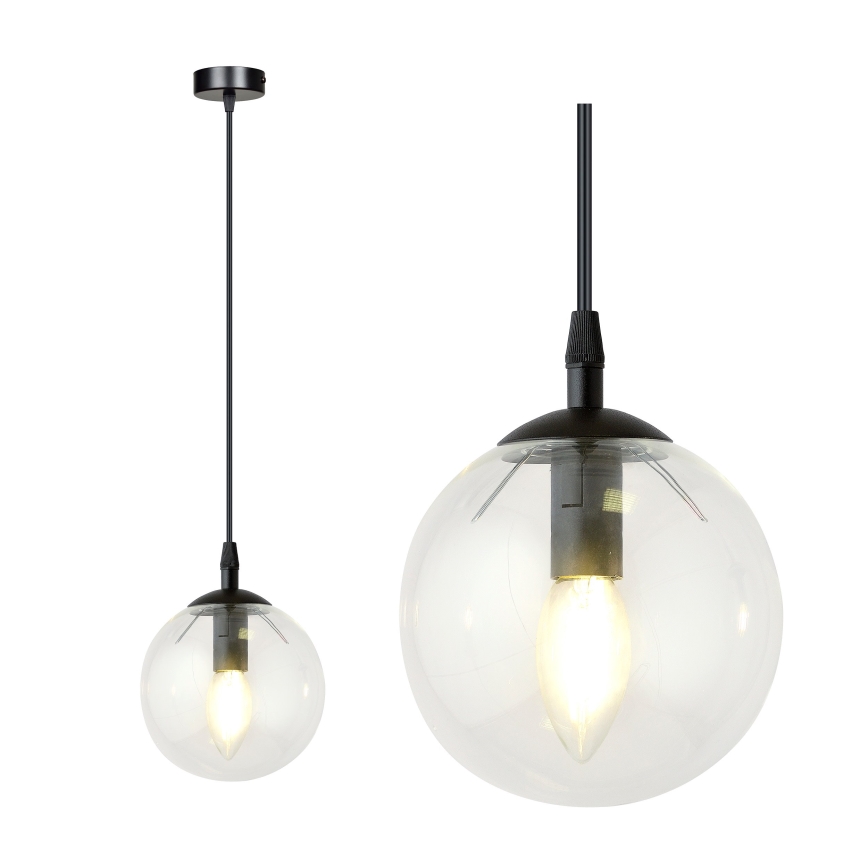Luster na lanku COSMO 1xE14/10W/230V pr. 14 cm čierna/číra