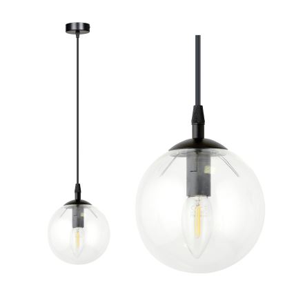 Luster na lanku COSMO 1xE14/10W/230V pr. 14 cm čierna/číra