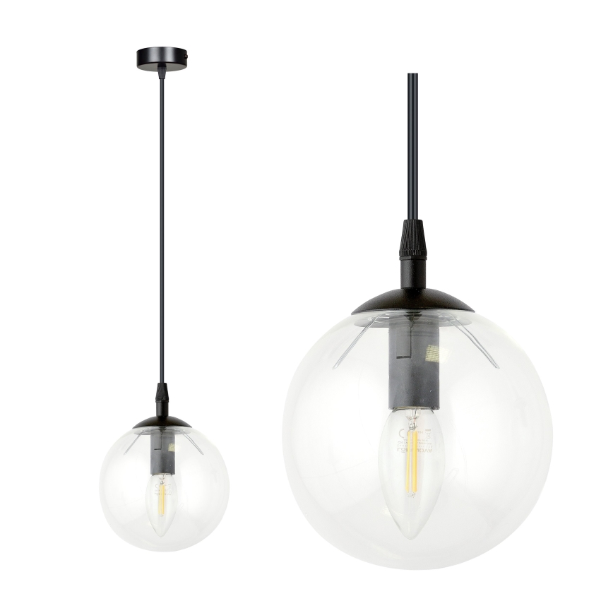 Luster na lanku COSMO 1xE14/10W/230V pr. 14 cm čierna/číra