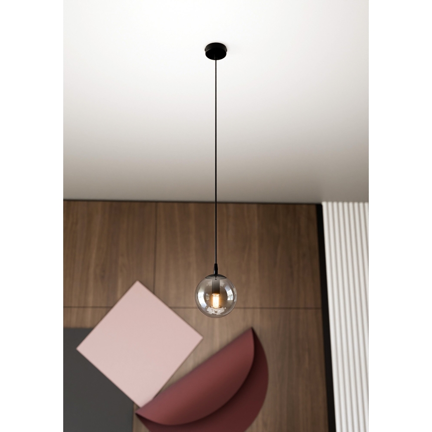 Luster na lanku COSMO 1xE14/10W/230V pr. 14 cm čierna/šedá