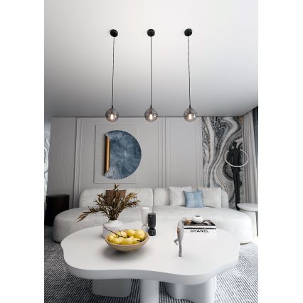 Luster na lanku COSMO 1xE14/10W/230V pr. 14 cm čierna/šedá