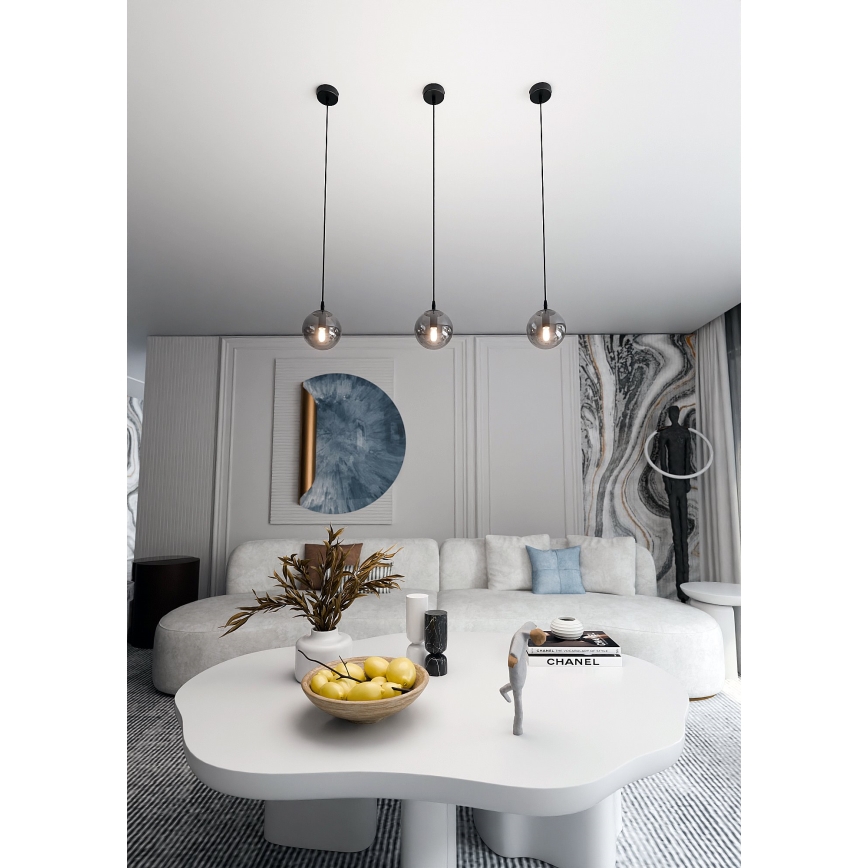 Luster na lanku COSMO 1xE14/10W/230V pr. 14 cm čierna/šedá