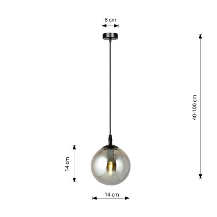Luster na lanku COSMO 1xE14/10W/230V pr. 14 cm čierna/šedá