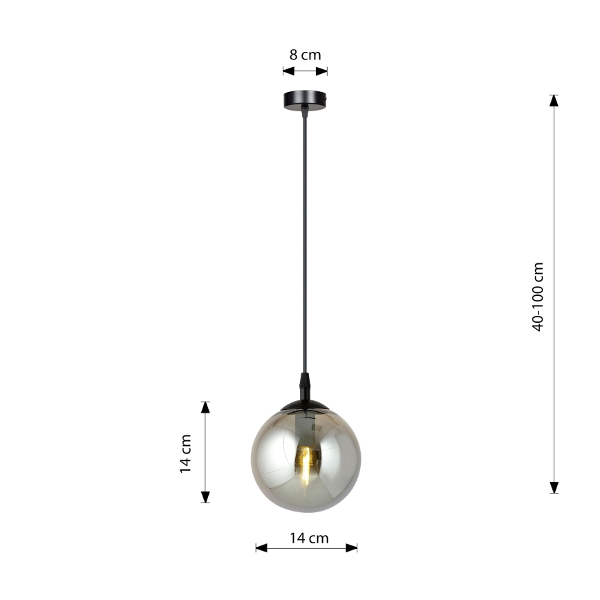 Luster na lanku COSMO 1xE14/10W/230V pr. 14 cm čierna/šedá