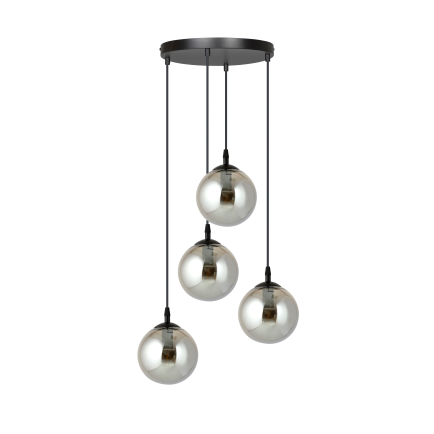 Luster na lanku COSMO 4xE14/10W/230V pr. 40 cm čierna/šedá