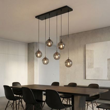 Luster na lanku COSMO 6xE14/10W/230V čierna/šedá