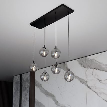 Luster na lanku COSMO 6xE14/10W/230V čierna/šedá