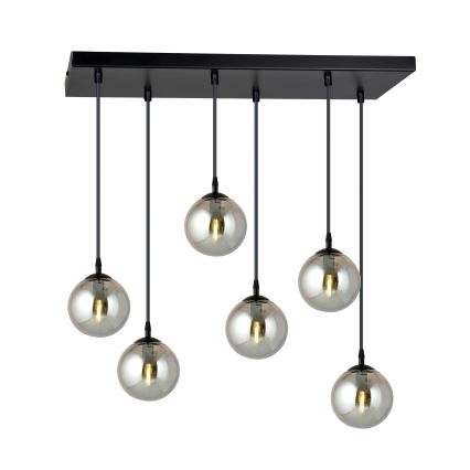 Luster na lanku COSMO 6xE14/10W/230V čierna/šedá