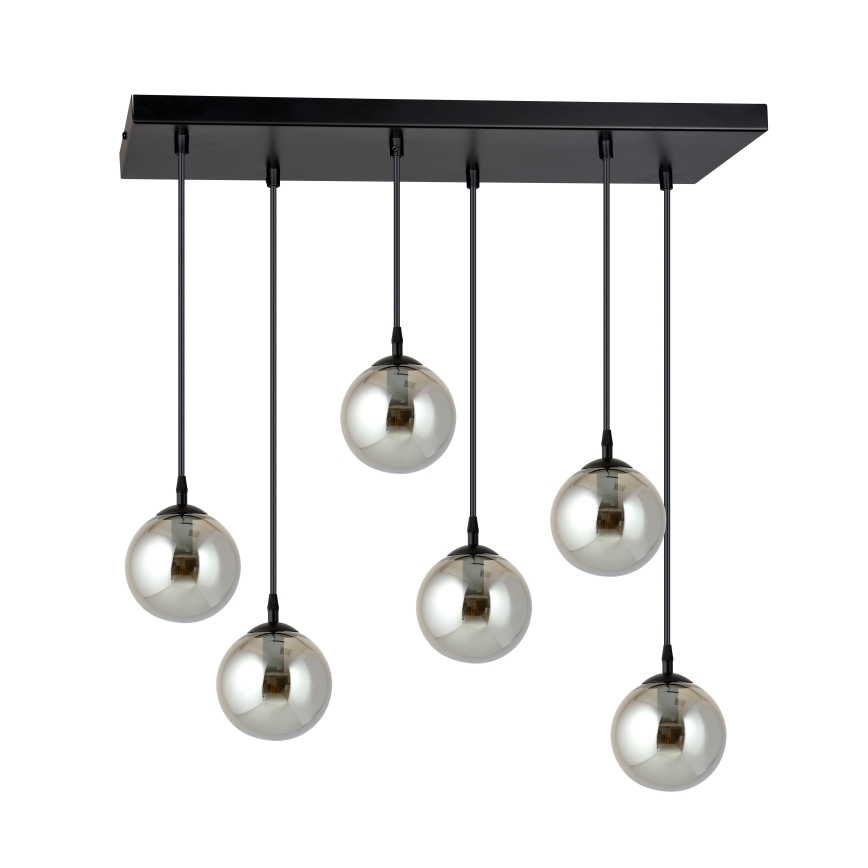 Luster na lanku COSMO 6xE14/10W/230V čierna/šedá