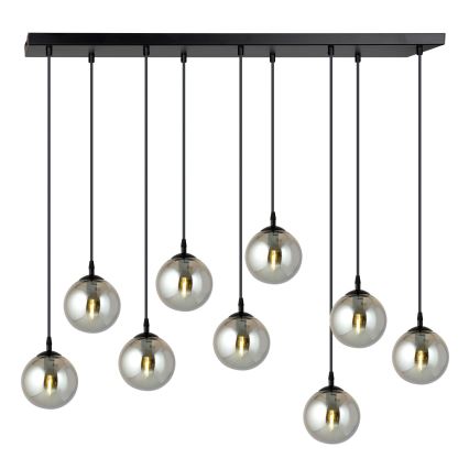Luster na lanku COSMO 9xE14/10W/230V čierna/šedá