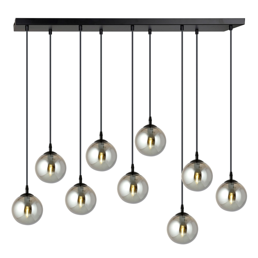 Luster na lanku COSMO 9xE14/10W/230V čierna/šedá