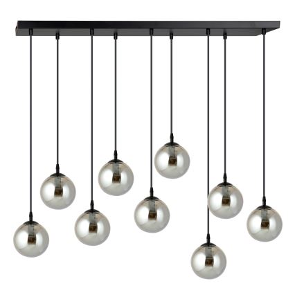 Luster na lanku COSMO 9xE14/10W/230V čierna/šedá