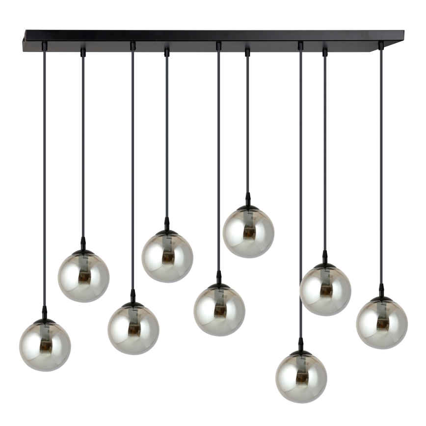 Luster na lanku COSMO 9xE14/10W/230V čierna/šedá