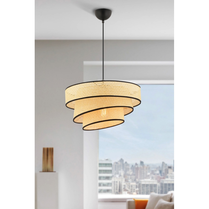 Luster na lanku COUPER 1xE27/60W/230V béžová/černá
