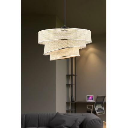 Luster na lanku COUPER 1xE27/60W/230V krémová/lesklý chrom