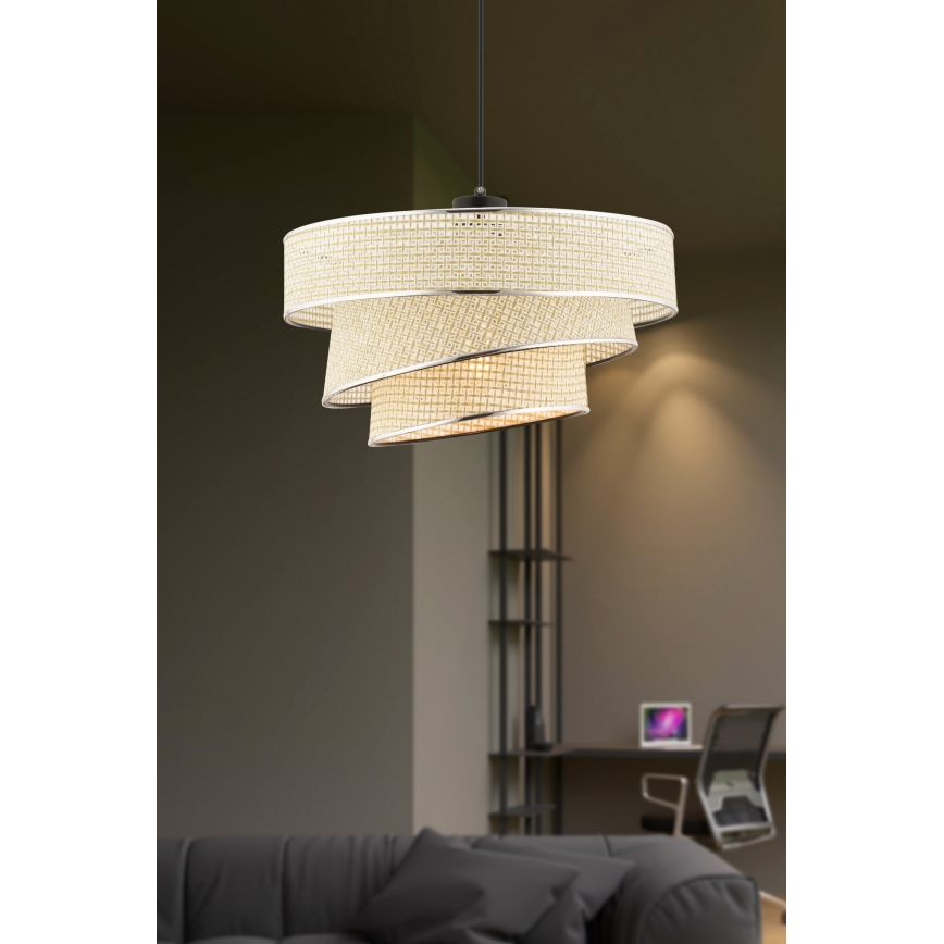 Luster na lanku COUPER 1xE27/60W/230V krémová/lesklý chrom