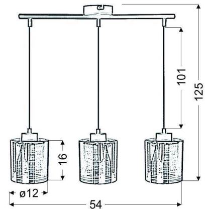 Luster na lanku COX 3xE27/60W/230V