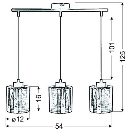 Luster na lanku COX 3xE27/60W/230V zlatá