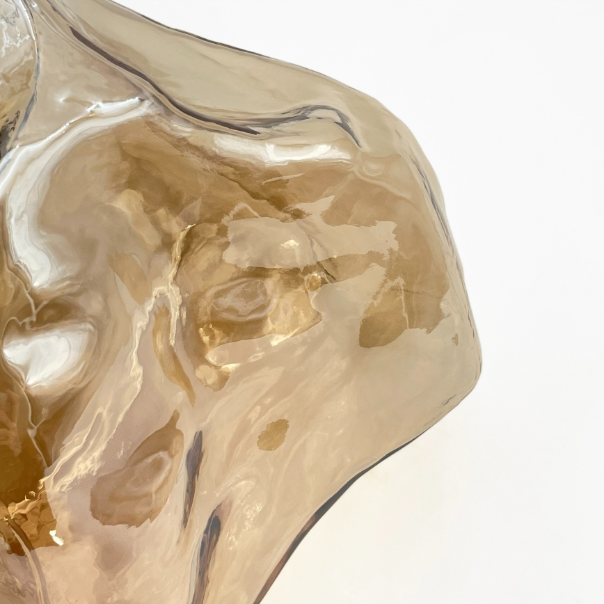 Luster na lanku CRISTAL 1xE14/15W/230V mosadz/dymovo-béžová