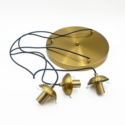 Luster na lanku CRISTAL 3xE14/15W/230V mosadz/dymová čierna