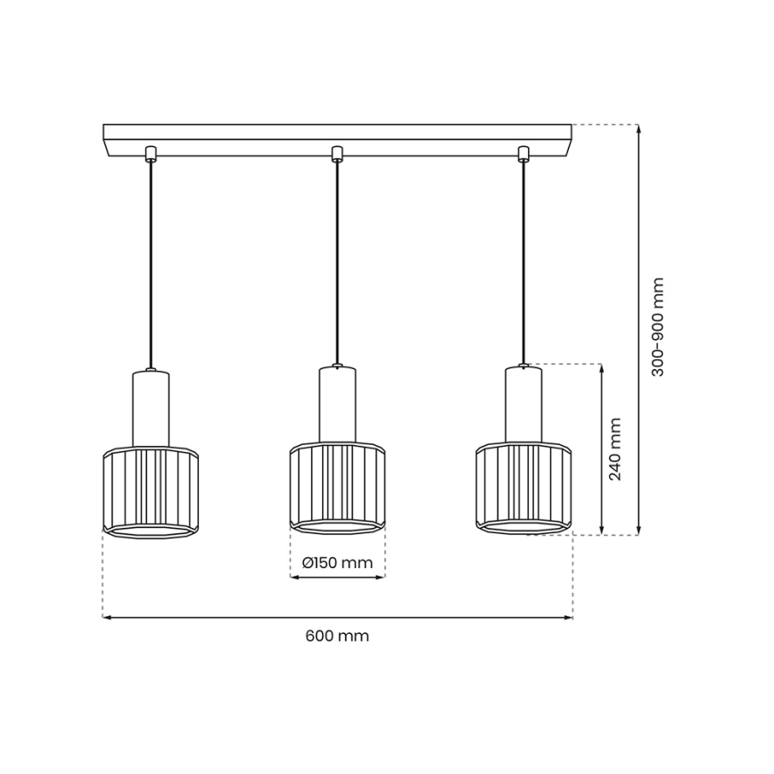 Luster na lanku CRISTAL 3xE27/60W/230V čierna