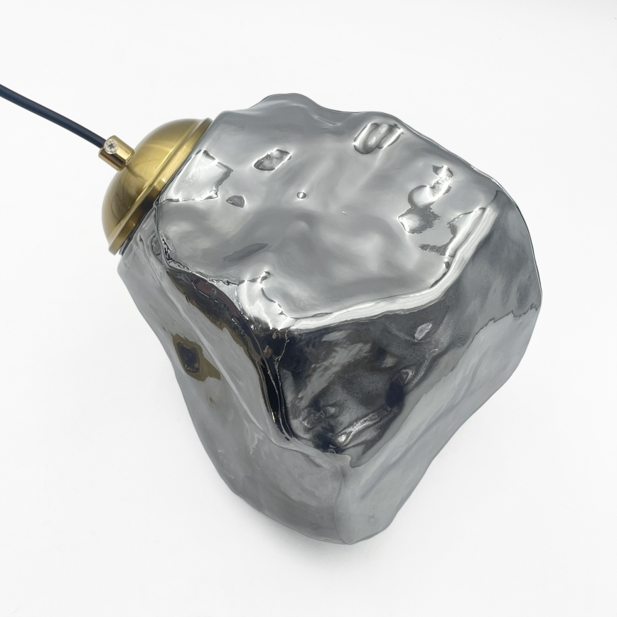 Luster na lanku CRISTAL 5xE14/15W/230V mosadz/dymová čierna