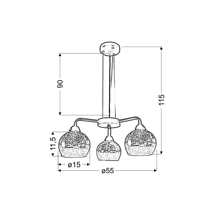 Luster na lanku CROMINA 3xE27/60W/230V