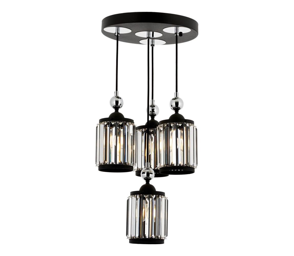Luster na lanku CRYSTALLINE 4xE27/40W/230V čierny 301AUR1274