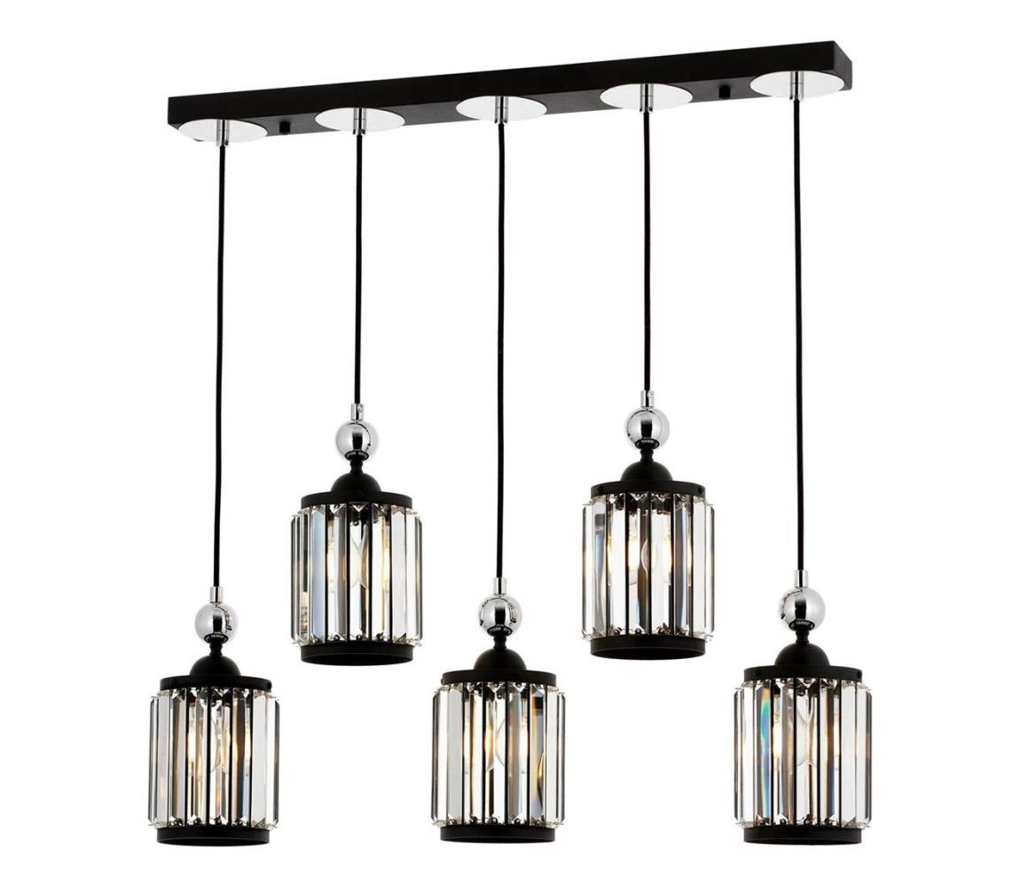 Luster na lanku CRYSTALLINE 5xE27/40W/230V čierny 301AUR1275