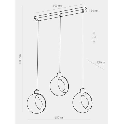 Luster na lanku CYKLOP 3xE27/60W/230V biela