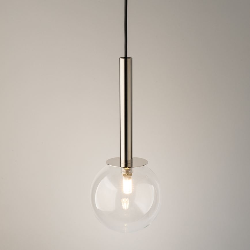 Luster na lanku DAISY 1xG9/12W/230V pr. 14 cm lesklý chróm/čierna/číra