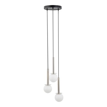 Luster na lanku DAISY 3xG9/12W/230V pr. 27 cm lesklý chróm/čierna/biela
