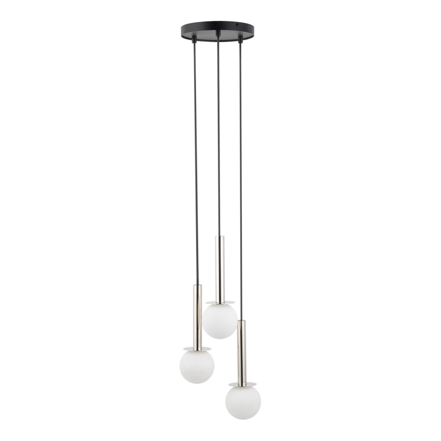 Luster na lanku DAISY 3xG9/12W/230V pr. 27 cm lesklý chróm/čierna/biela