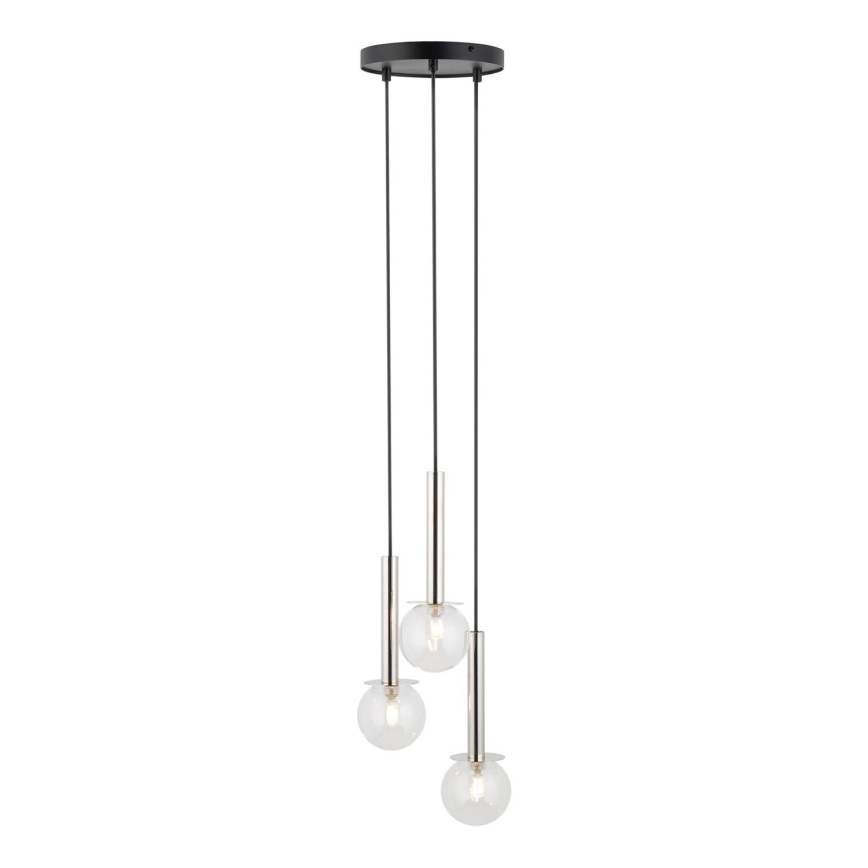 Luster na lanku DAISY 3xG9/12W/230V pr. 27 cm lesklý chróm/čierna/číra