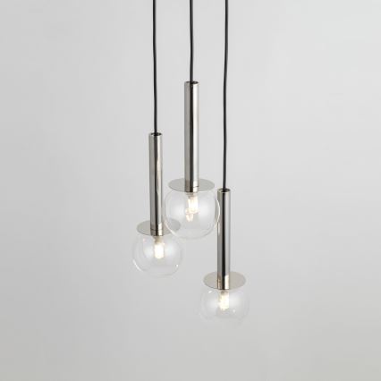 Luster na lanku DAISY 3xG9/12W/230V pr. 27 cm lesklý chróm/čierna/číra