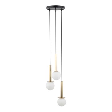 Luster na lanku DAISY 3xG9/12W/230V pr. 27 cm zlatá/čierna/biela
