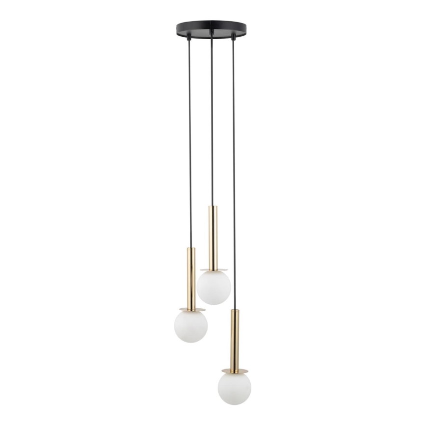Luster na lanku DAISY 3xG9/12W/230V pr. 27 cm zlatá/čierna/biela