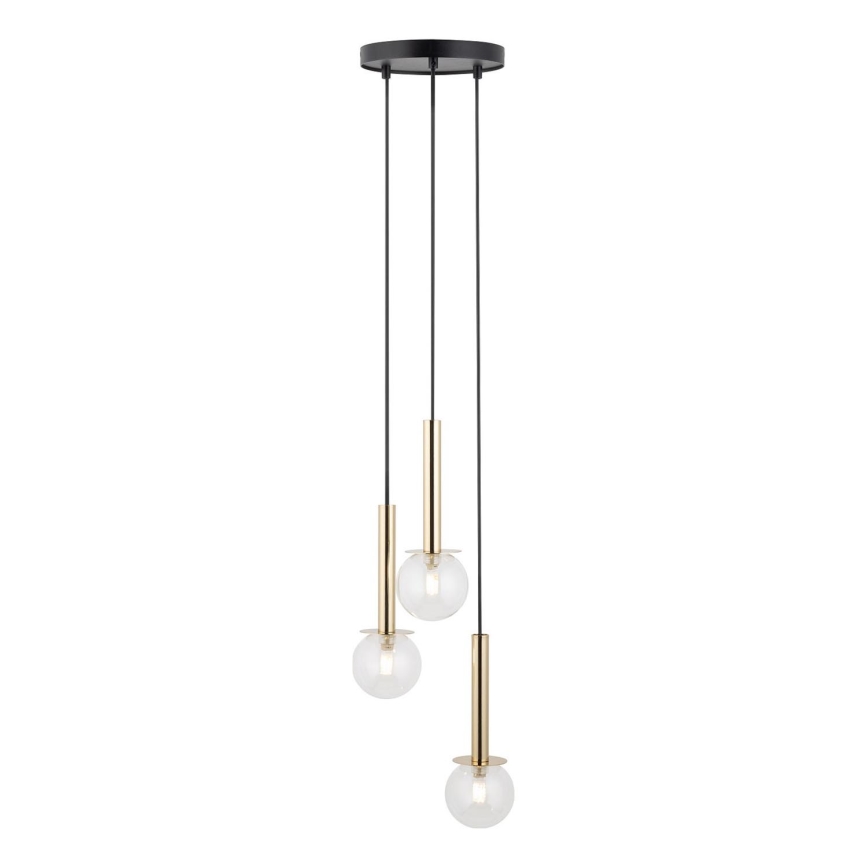 Luster na lanku DAISY 3xG9/12W/230V pr. 27 cm zlatá/čierna/číra